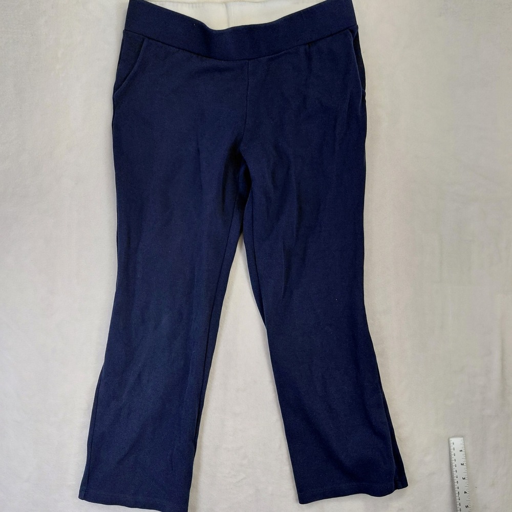 Lauren Ralph Lauren Petite Navy Blue 100% Cotton Ribbed Knit Pull On Pants PL